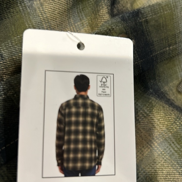 Men’s Weatherproof  Flannel Cotton/ Polyester Long Sleeve Multi Green Shirt N - Picture 8 of 9